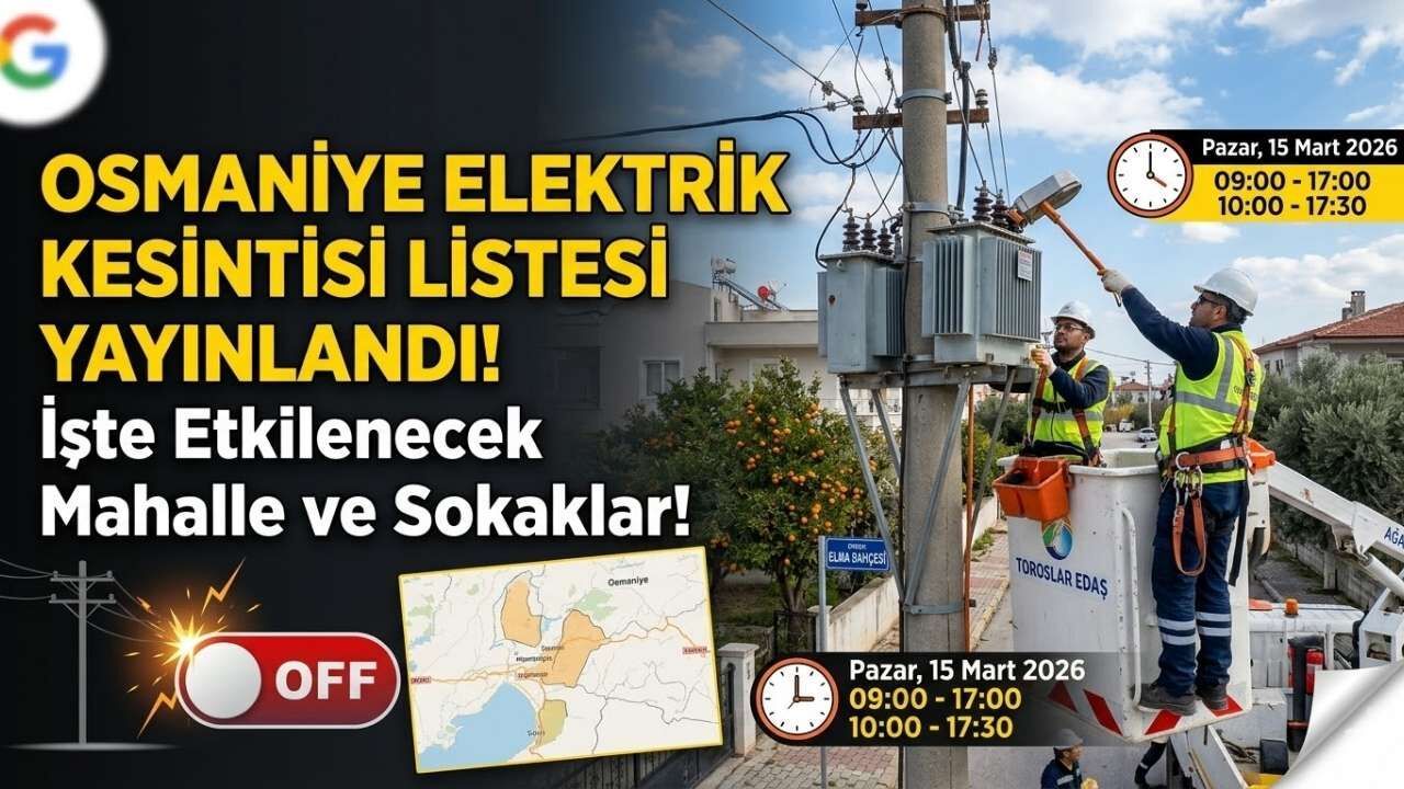 Osmaniye Elektrik Kesintisi Listesi Yayınlandı! İşte Etkilenecek Mahalle ve Sokaklar!