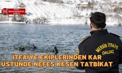 İtfaiye ekiplerinden kar üstünde nefes kesen tatbikat