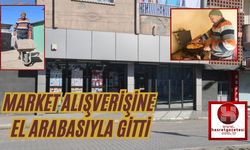 Market Alışverişine El Arabasıyla Gitti