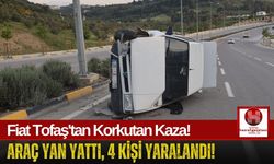 Fiat Tofaş Kaldırıma Çarpıp Devrildi! 4 Yaralı!