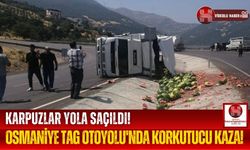 Osmaniye'de Karpuz Yüklü Kamyon Devrildi! Sürücü Yaralandı!