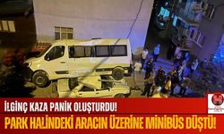 Park Halindeki Aracın Üstüne Minibüs Düştü!