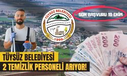 Tüysüz Belediyesi'ne 2 Temizlik Personeli Aranıyor! Son Başvuru 19 Ekim