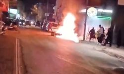 Motosiklet alev alev yandı