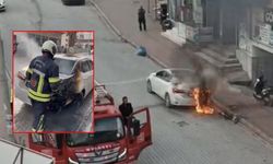 Osmaniye’de Park Halindeki Otomobil Alev Alev Yandı: Trafik Polisinden Kahramanca Müdahale