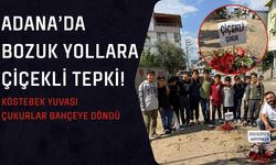 Adana’da Bozuk Yollara Çiçekli Tepki: Köstebek Yuvası Çukurlar Bahçeye Döndü