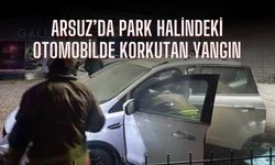 Arsuz’da Park Halindeki Otomobilde Korkutan Yangın