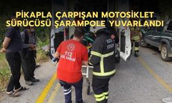 Pikapla Çarpışan Motosiklet Sürücüsü Şarampole Yuvarlandı