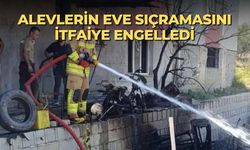 Alevlerin eve sıçramasını itfaiye engelledi