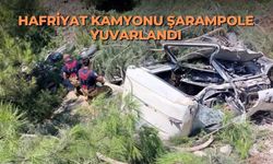 Hafriyat kamyonu şarampole yuvarlandı