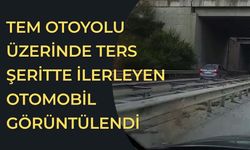 TEM Otoyolu üzerinde ters şeritte ilerleyen otomobil görüntülendi