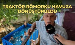 Traktör römorku havuza dönüştürüldü