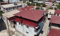 Kavurucu Sıcakta İpe Dizilen Biberler Balkonları Kırmızıya Büründü
