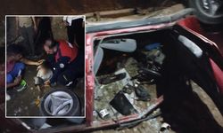 ''Baban İyi Korkma'' Osmaniye'de Hurdaya Dönen Araçtan Çıkartılan Minik Çocuk Yürekleri Dağladı