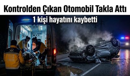 Kontrolden Çıkan Otomobil Takla Attı
