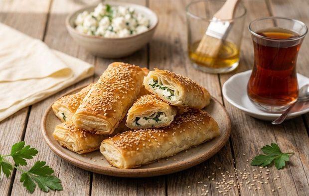 Çayın yanına çok yakışan pratik lezzet: Peynirli çıtır börek tarifi