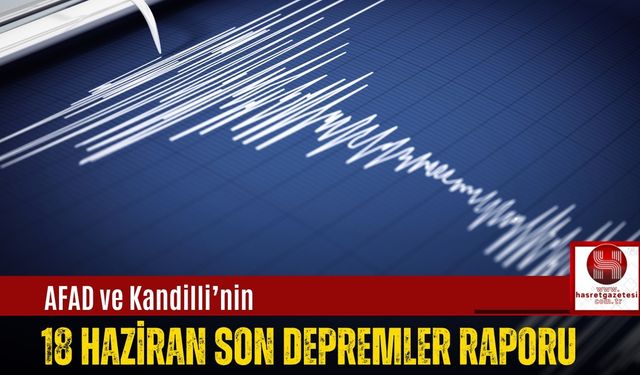 AFAD ve Kandilli’nin 18 Haziran Son Depremler Raporu