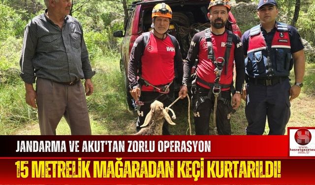 Jandarma ve AKUT El Ele Verdi, 15 Metrelik Mağaradan Keçi Kurtarıldı!