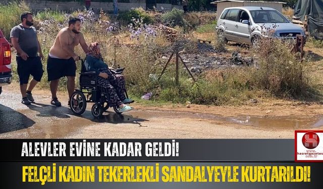Orman Yangını Evine Kadar Ulaştı! Felçli Yaşlı Kadın Tekerlekli Sandalyeyle Kurtarıldı!