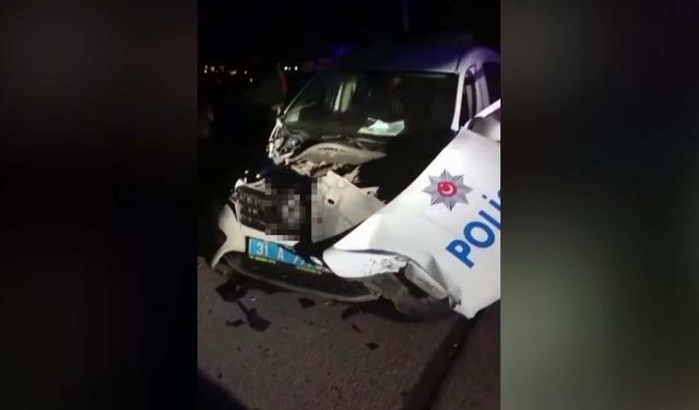 promil alkollü sürücü polis aracına çarptı