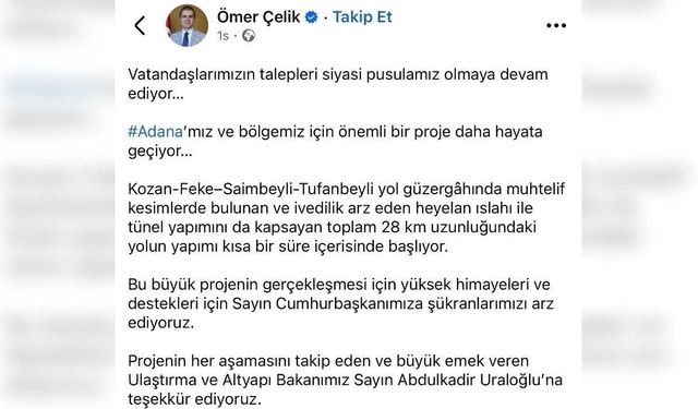 Adana’ya yeni yol projesi: 28 kilometrelik çalışma başlıyor