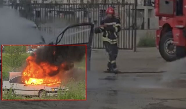 Osmaniye Galericiler Sitesi Yakınında Otomobil Alev Alev Yandı