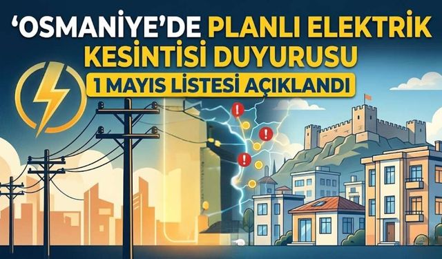 Osmaniye’de Planlı Elektrik Kesintisi Duyurusu: 1 Mayıs Listesi Açıklandı