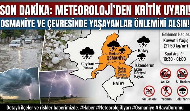 Son Dakika: Meteoroloji’den Kritik Uyarı! Osmaniye'de O İlçelerde Yaşayanlar Önlemini Alsın