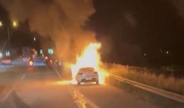 Osmaniye'de Otoyolda Otomobil Alev Aldı!