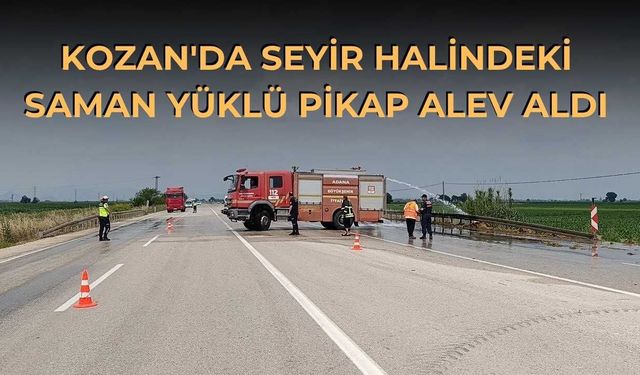 Kozan'da Seyir Halindeki Saman Yüklü Pikap Alev Aldı