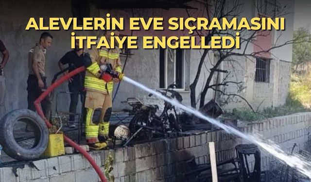 Alevlerin eve sıçramasını itfaiye engelledi