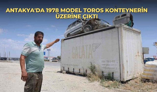 Antakya'da 1978 model Toros konteynerin üzerine çıktı