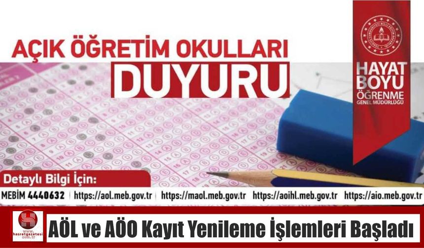 AÖL ve AÖO Kayıt Yenileme İşlemleri Başladı