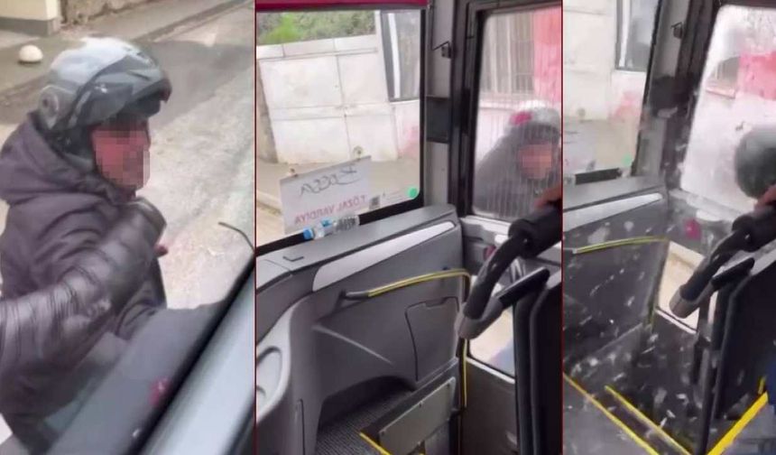 Adana’da yol verme kavgasında kaskıyla servis aracının camını kırdı