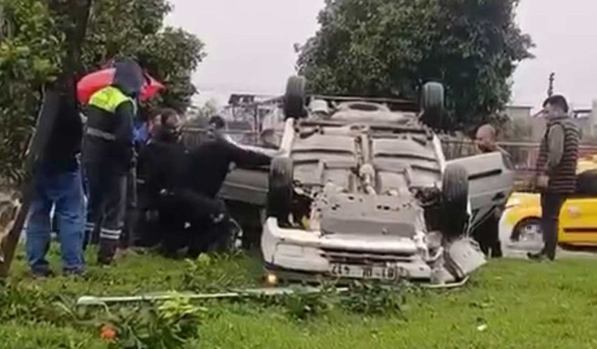 Adana’da otomobil takla attı 1 yaralı