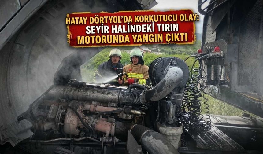 Hatay Dörtyol'da Korkutucu Olay: Seyir Halindeki Tırın Motorunda Yangın Çıktı