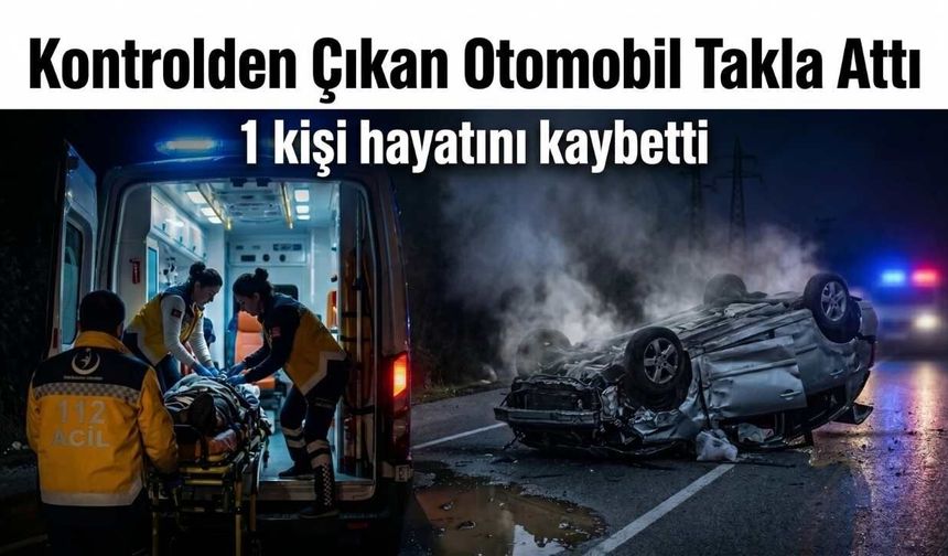 Kontrolden Çıkan Otomobil Takla Attı