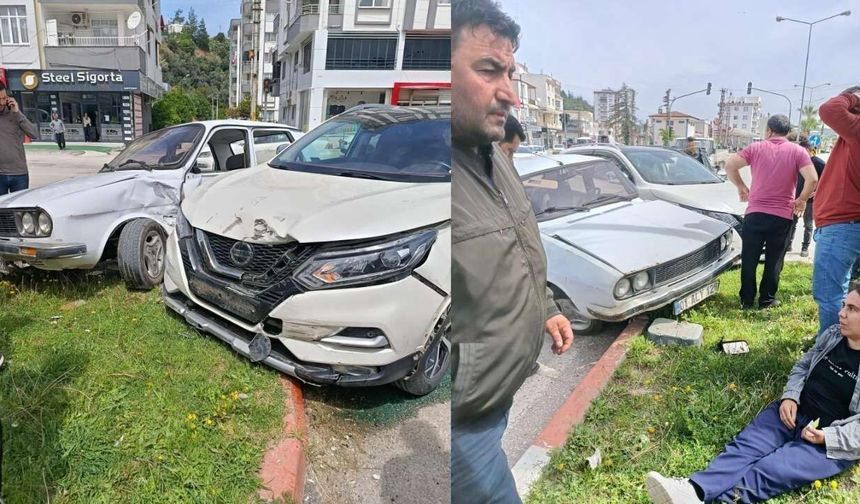 Osmaniye'de otomobillerin çarpışma anı kamerada: 1 yaralı