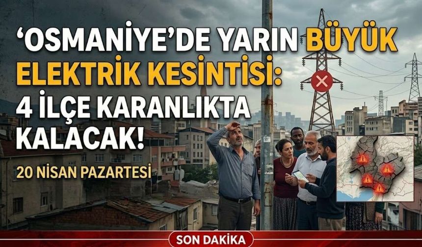 Osmaniye'de Yarın Büyük Elektrik Kesintisi: 4 İlçe Karanlıkta Kalacak!