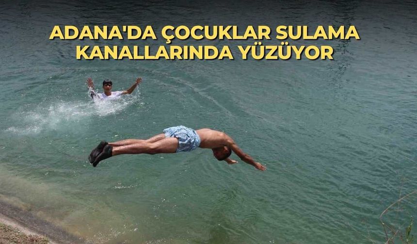 Adana'da çocuklar sulama kanallarında yüzüyor