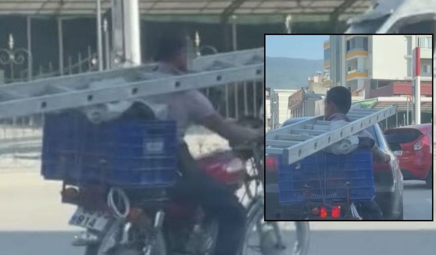 Osmaniye'de Motosikletli Esnaftan Şaşırtan Merdivenli Yolculuk