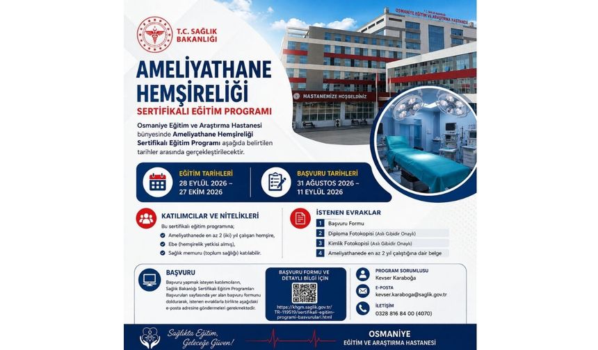 Osmaniye'de Ameliyathane Hemşireliği İçin Başvuru Süreci Başladı
