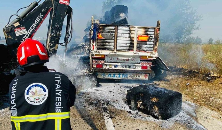 Saniyelerle Yarıştı, Faciayı Önledi! Osmaniye'de Pamuk Yüklü Tır Alev Alev Yandı
