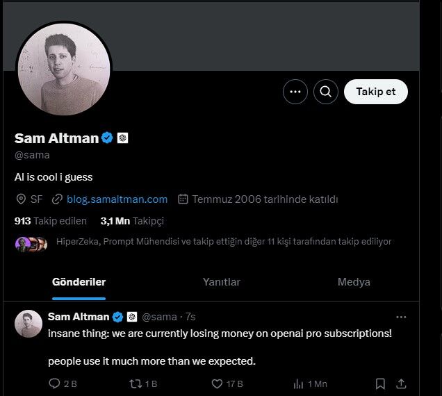 Sam Altman X Hesabı