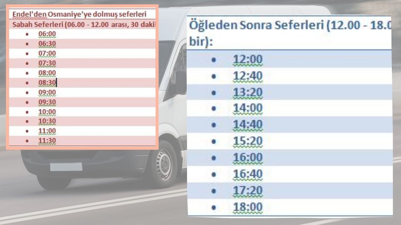 Osmaniye Köy Dolmuşu Saatleri (4)