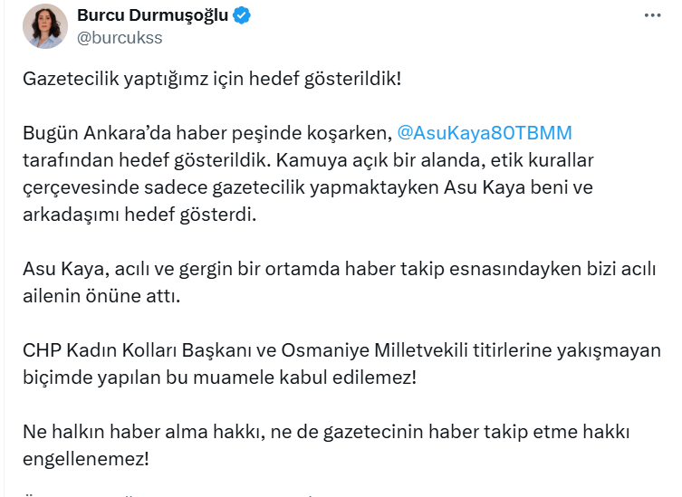Burcu Durmuşoğlu Asu Kaya Iddiası