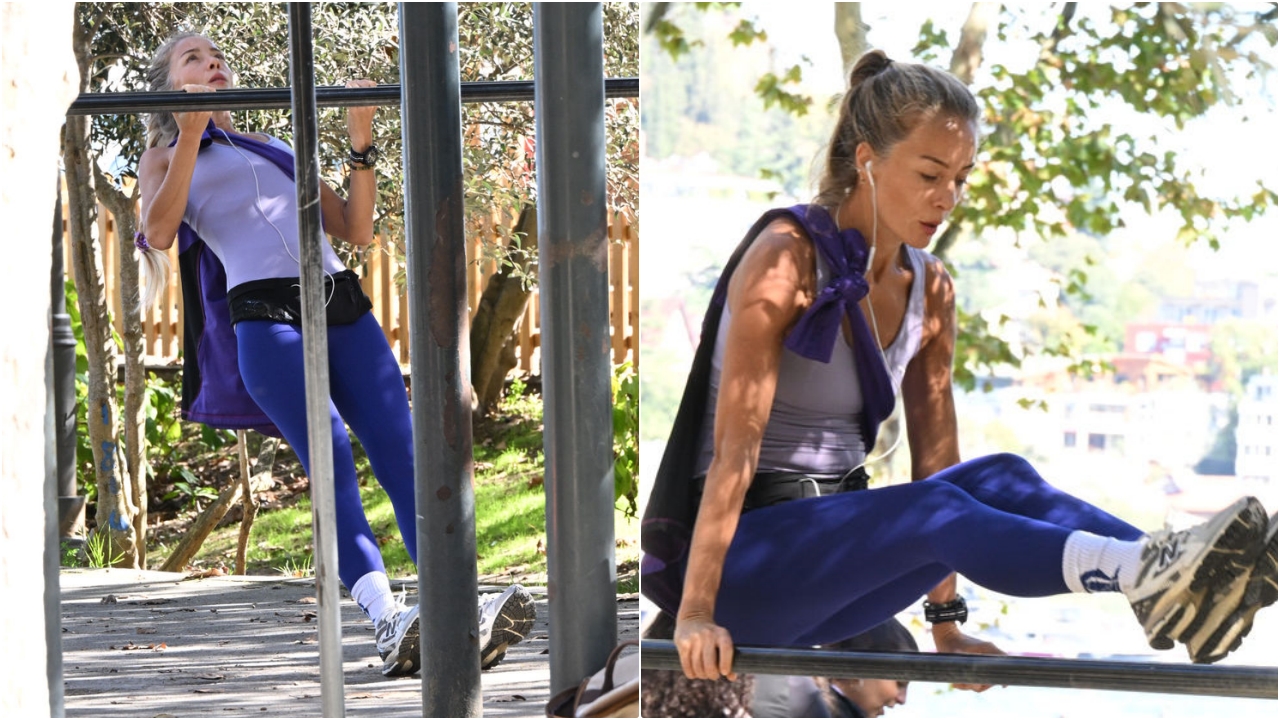 Bade İşçil, Bebek Parkı’nda Spor Yaparken Göz Doldurdu Fit Haliyle Dikkat Çekti-1