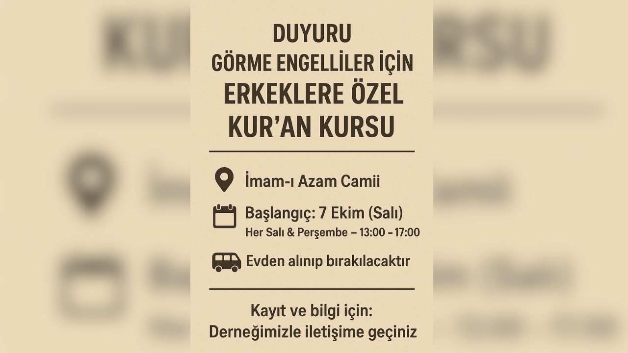 Görme Engelliler Için Erkeklere Özel Kuran Kursu 2