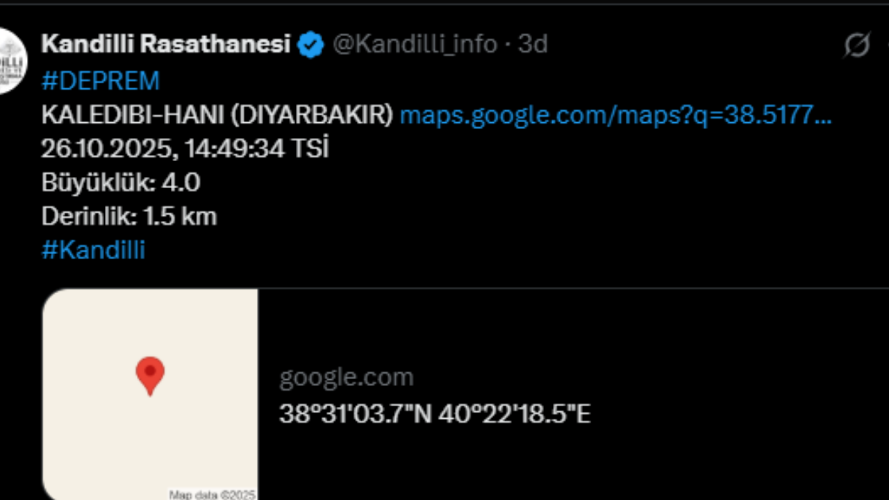 Kandillli Rasathanedesi Deprem