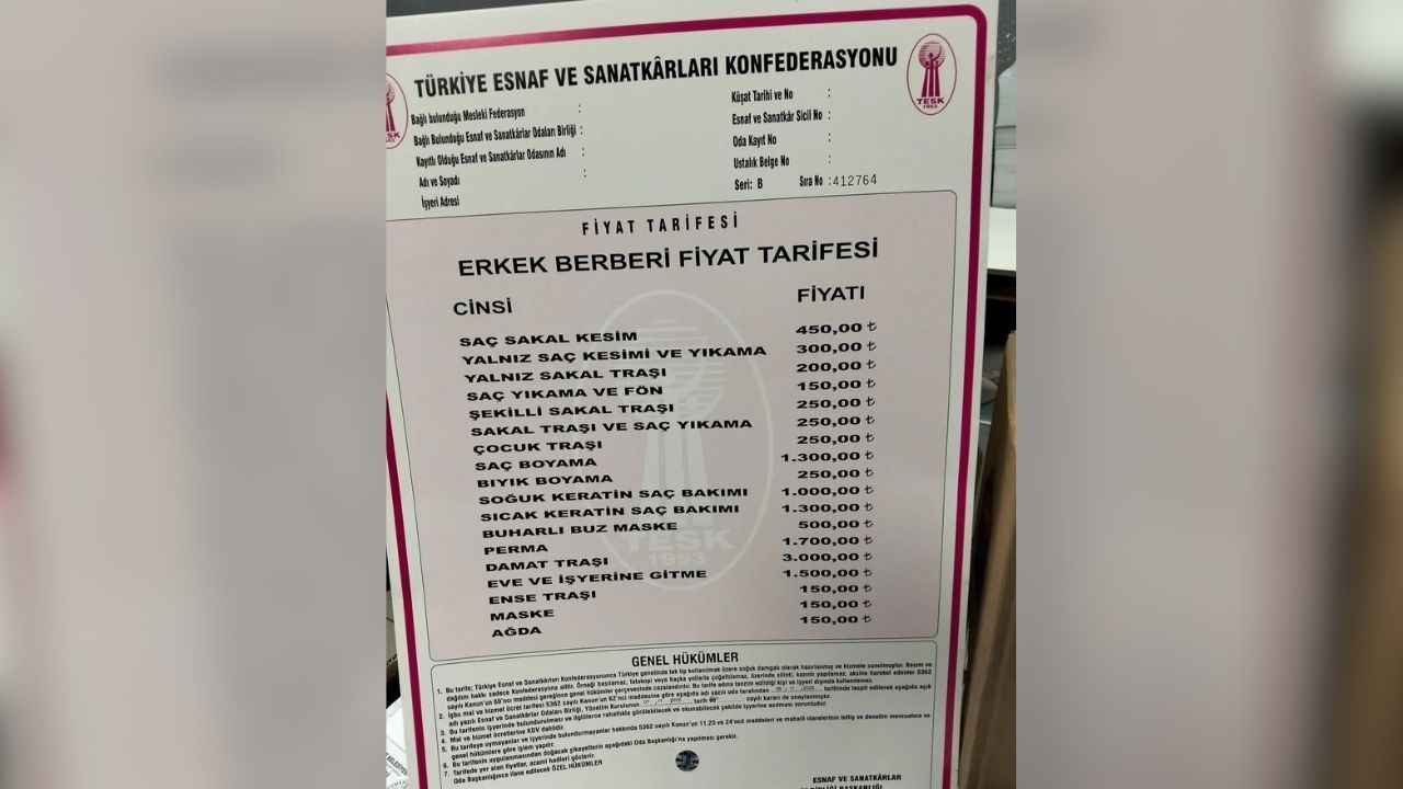 Osmaniyede Berber Fiyatlarına Zam